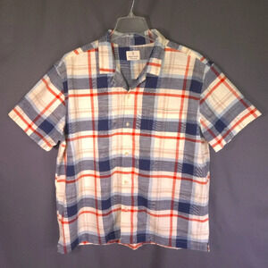 Mutual Weave Button Down Big‎ And Tall Short Sleeve Shirt Plaid Size XXL